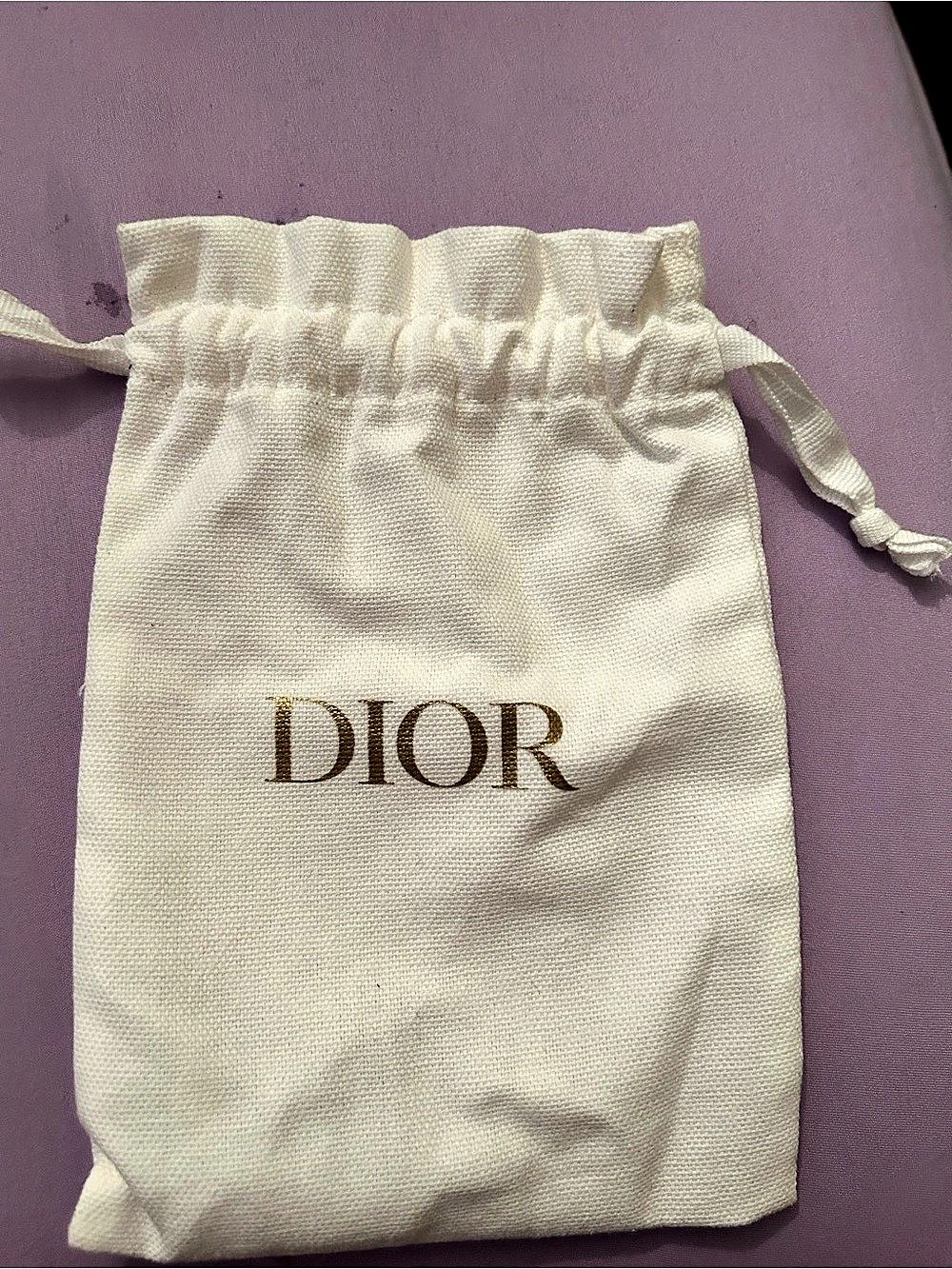 Dior White and Gold Drawstring Dust Bag Pouch White & Gold Drawstring Dust Bag